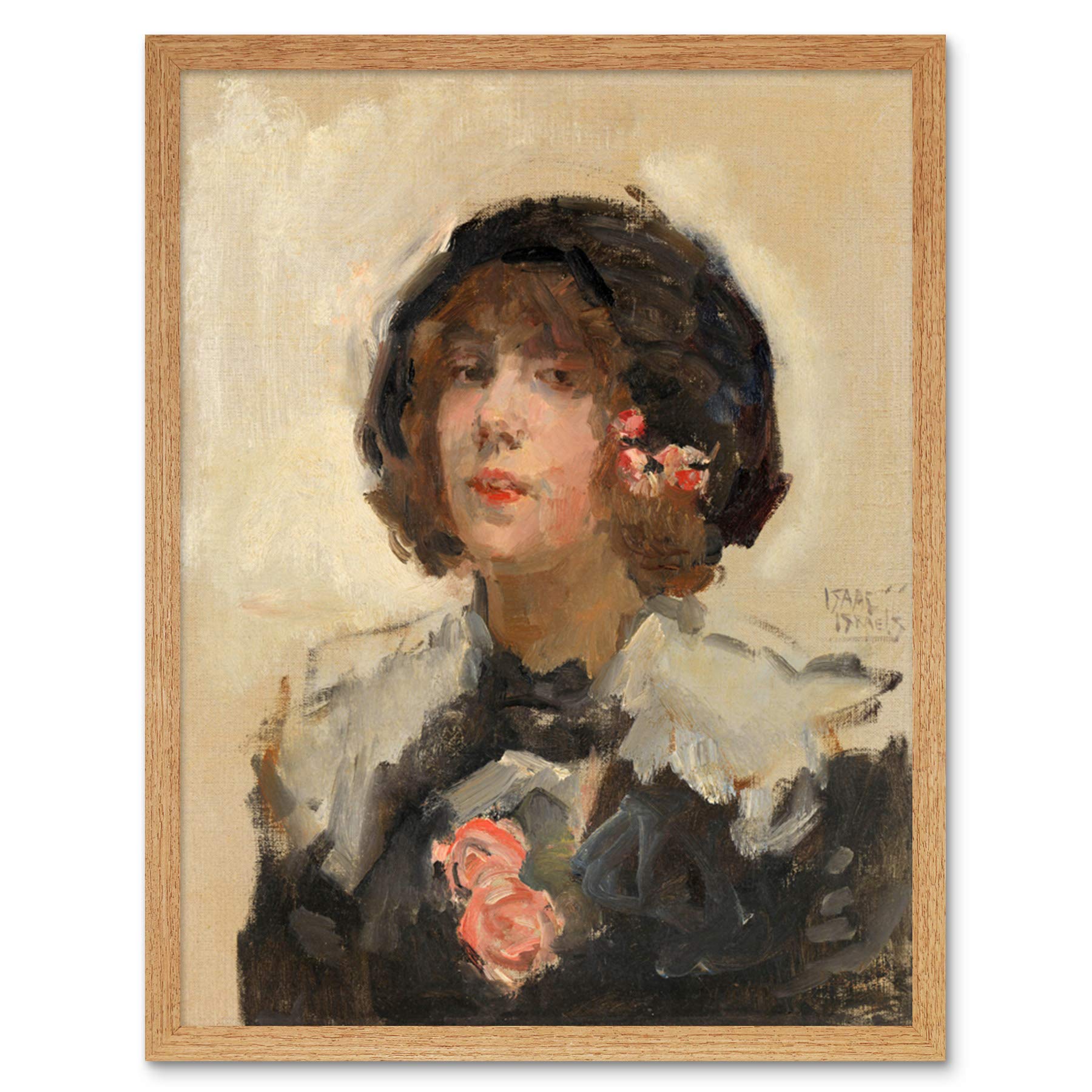 Artery8 Isaac Israels Portrait Of A Woman Painting Art Print Framed Poster Wall Decor 12x16 inch