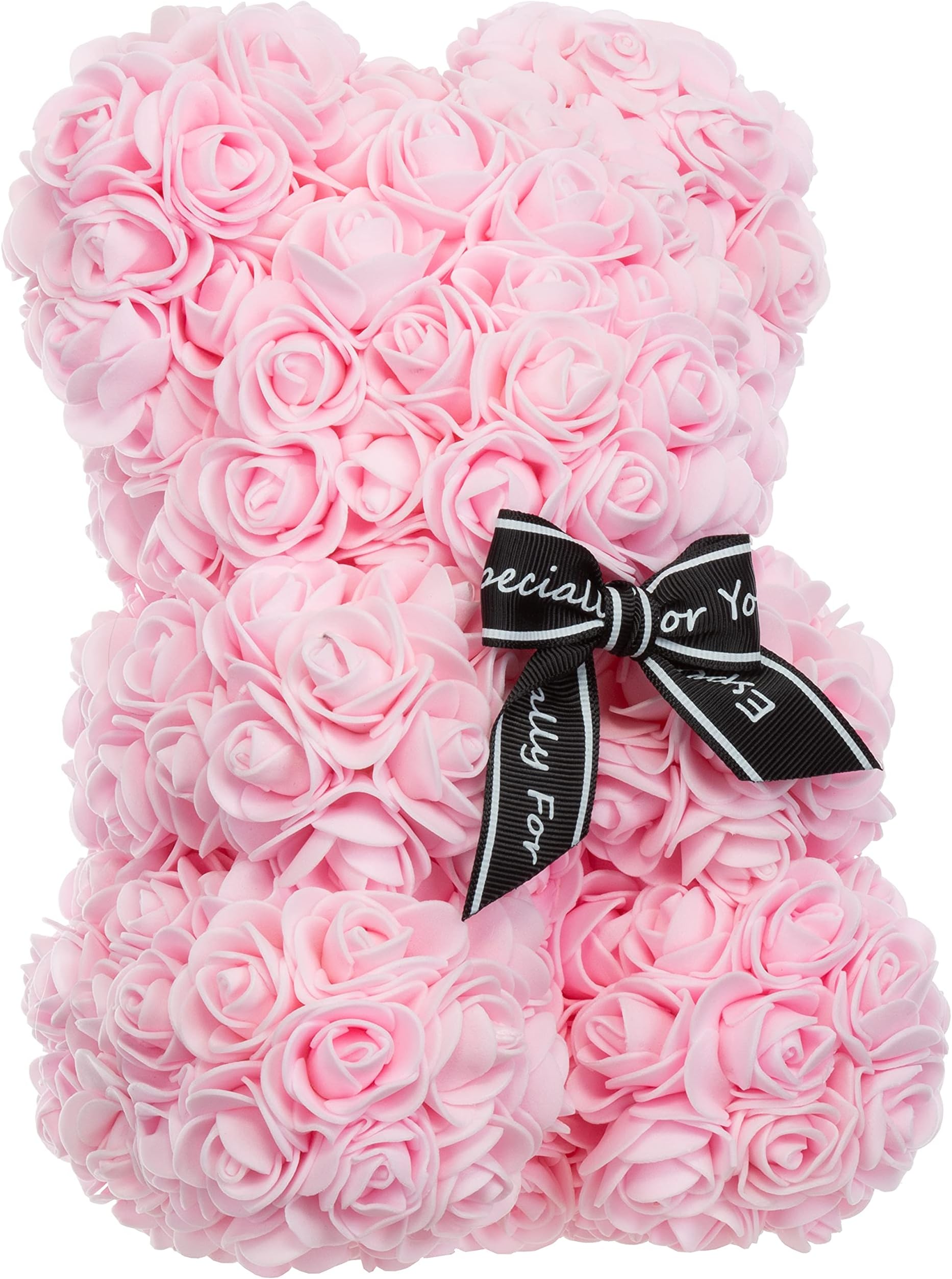 Orsacchiotto Rosa Con Fiori - 10 Pollici, Regalo Unico In Scatola Trasparente