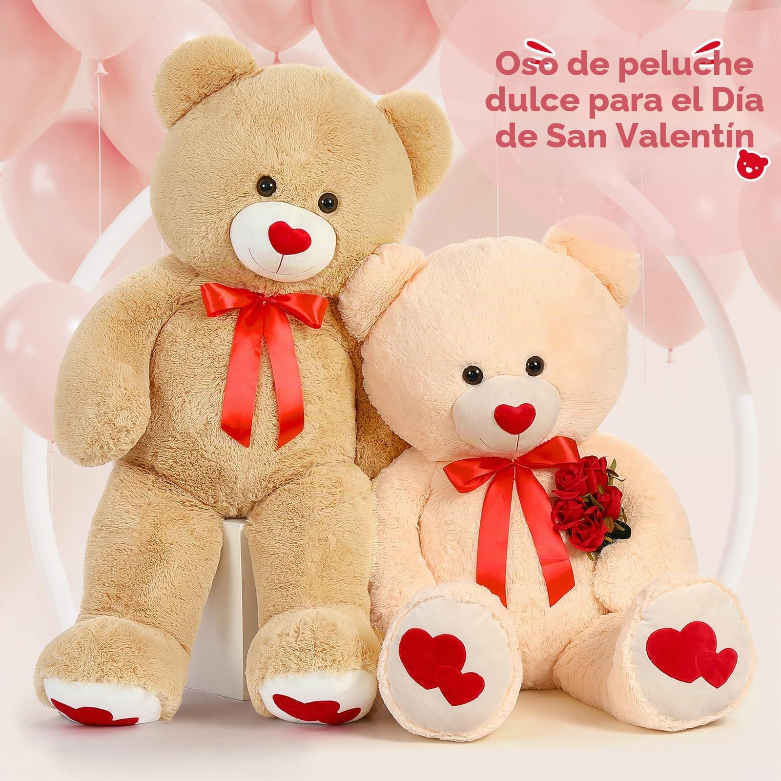 MorisMos Oso Peluche Gigante 120cm, Osito de Peluche Grande Suave para Novia Regalos, Teddy Bear Kawaii XXL Marrón Claro para Niñas Esposa Cumpleaños Navidad