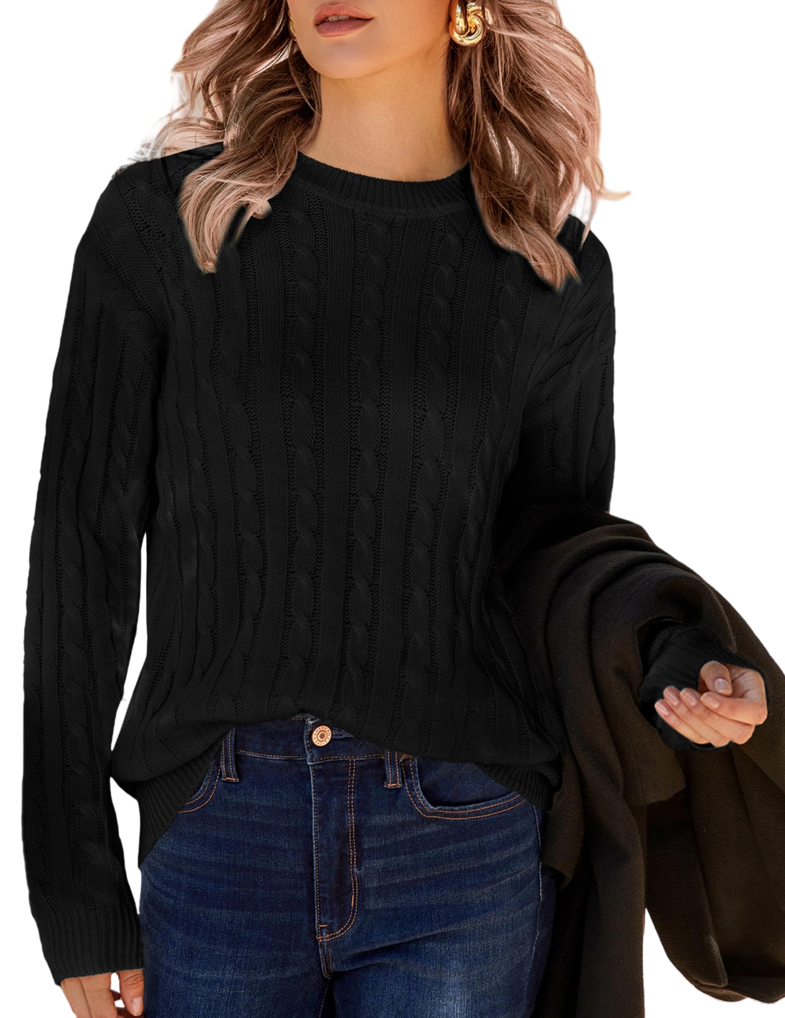 Zeagoo damestrui, elegante rolkraagpullover, gebreide trui met