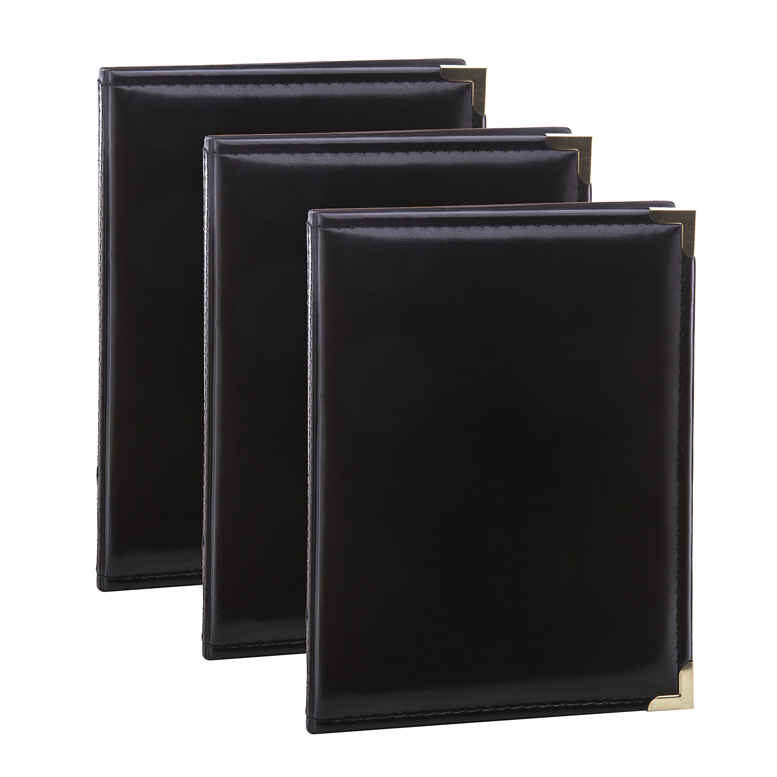 Kenro APL Photo Albums (Pack of 3) - 7.5x5 Photo Album (19cm x 13cm) for 36 Photos. Portrait Photo Album with Gilt Corners & Protective Cover. Black Leather Look, Carlton Series - APL151