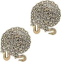 Vista 10 de AAIN - Cadena de amarre de transporte de 3/8 pulgadas x 10 pies para sujeción, 7,100 libras WLL, cadena de remolque resistente G80 con ganchos