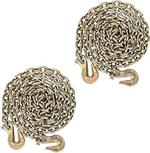 AAIN 2 Pack Trailer Safety Chains with Hooks | WLL 4,900 LBS | G80 Transport Binder Chain | 20 FT High Strength Chain | Logging Tie Down Binding Equipment