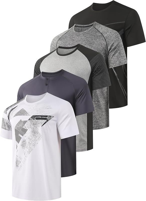 Pack de 5 camisetas de gimnasia de entrenamiento para hombre Camisetas atléticas de running remera corta de hipster para hombre Ropa Camisas absorbentes