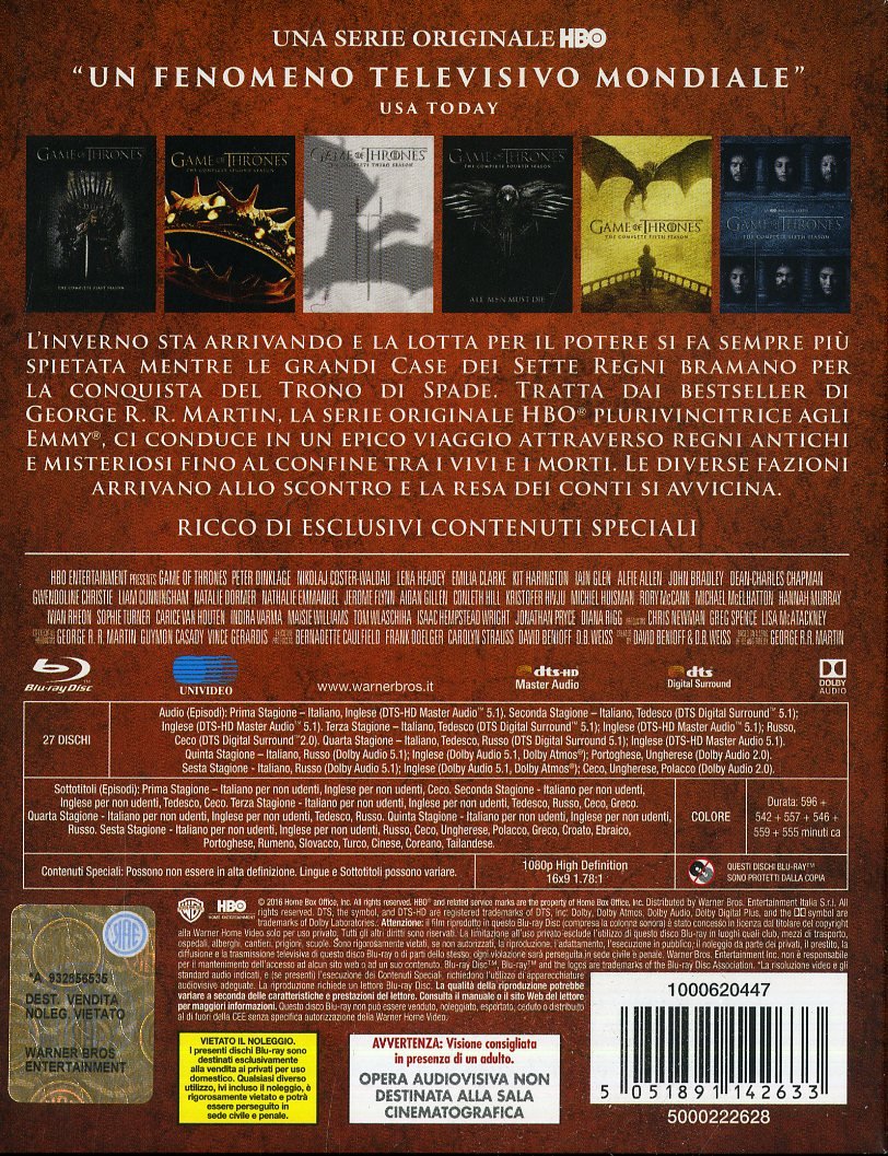 Il Trono di Spade - Stagioni 1-6 (28 Blu-Ray)
