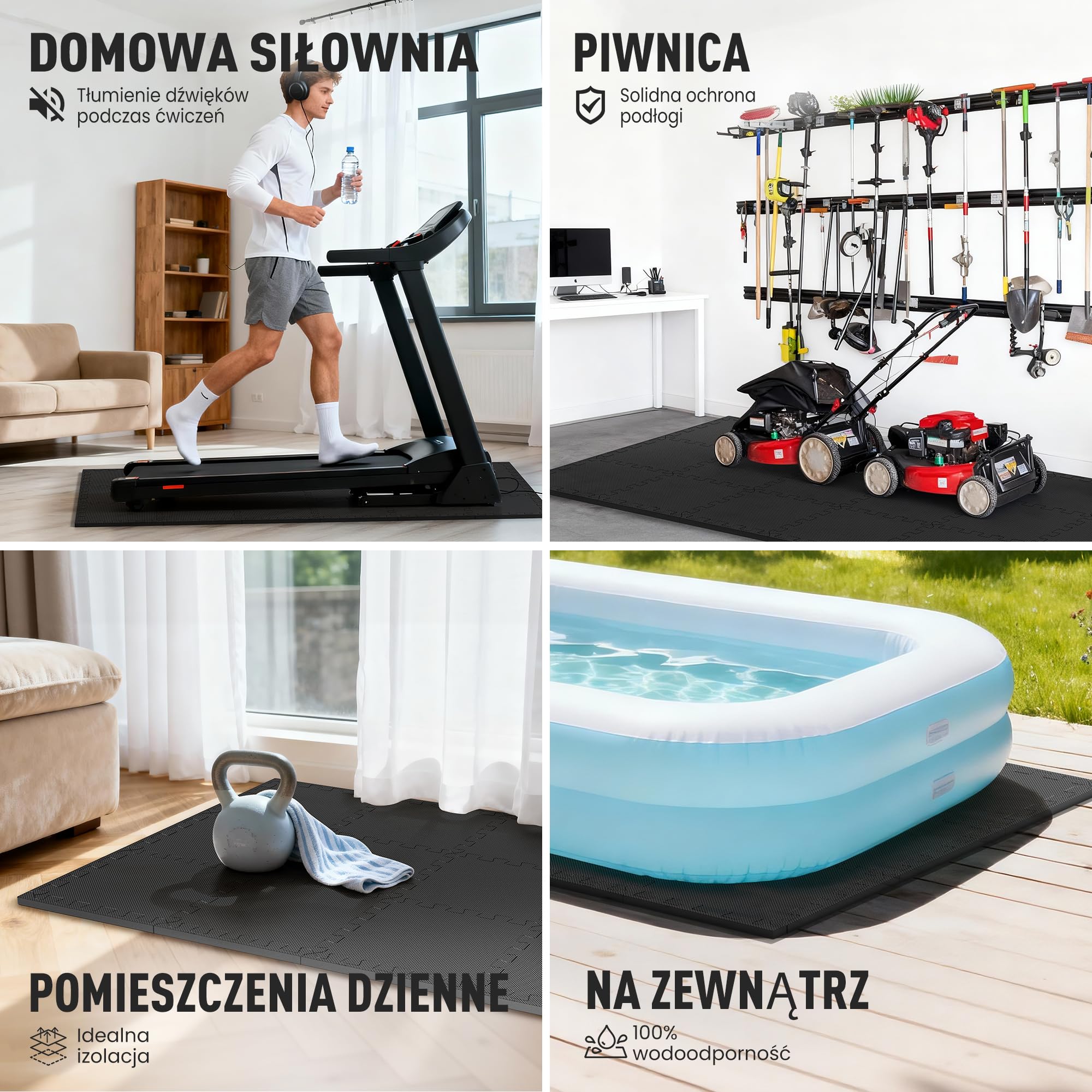 Ultrasport Mata Podłogowa Puzzle, Grube Piankowe Maty na Siłownię Domową, do Garażu, Szklarni i jako Podłoga Gumowa, Mata Ochronna na Siłownię, 54 Sztuki