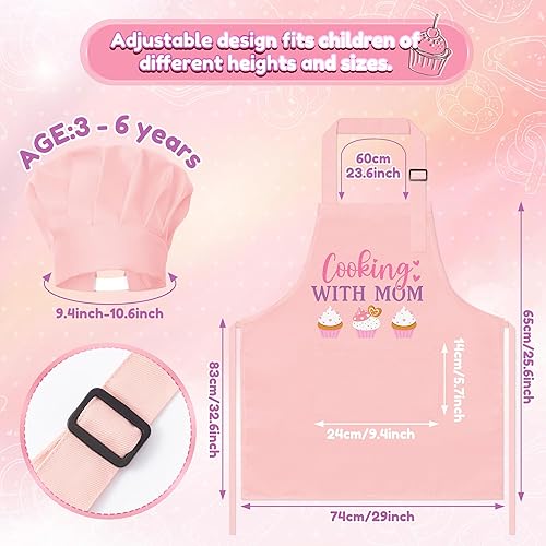 Miniatura 146 de R HORSE Juego de 2 delantales para niños y sombrero de chef, delantal de cocina azul ajustable para niños, kit de pintura y entrenamiento