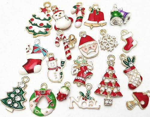 Miniatura 5 de Libiline 38 dijes de Navidad para collares, pulseras, fabricación de joyas, bolsas de costura, decoración, dijes para álbumes de recortes (estilos