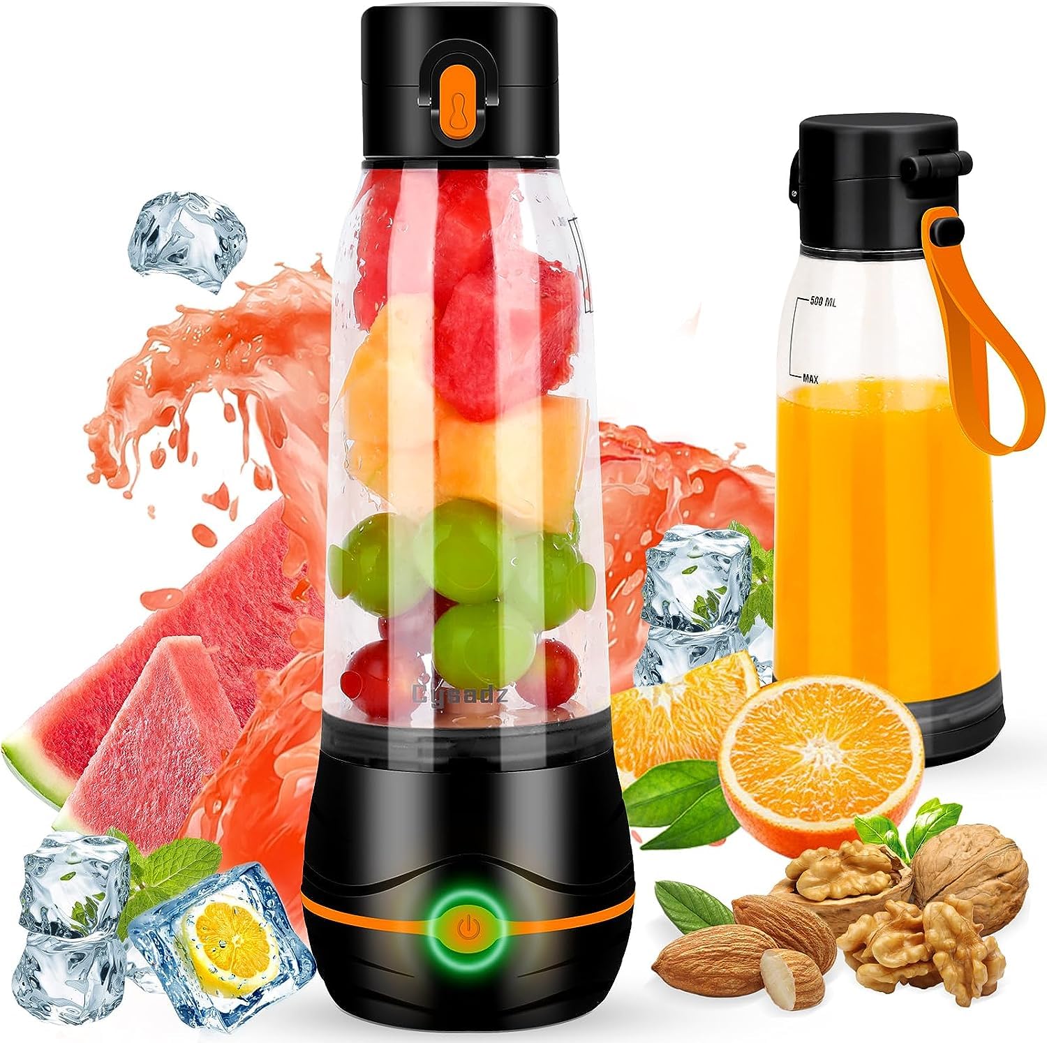 Portable Blender Personal Blender for Shakes and Smoothies, Mini USB Blender with 6 Blades, 17Oz Blender to Go for Travel, Office, and Sports, Black