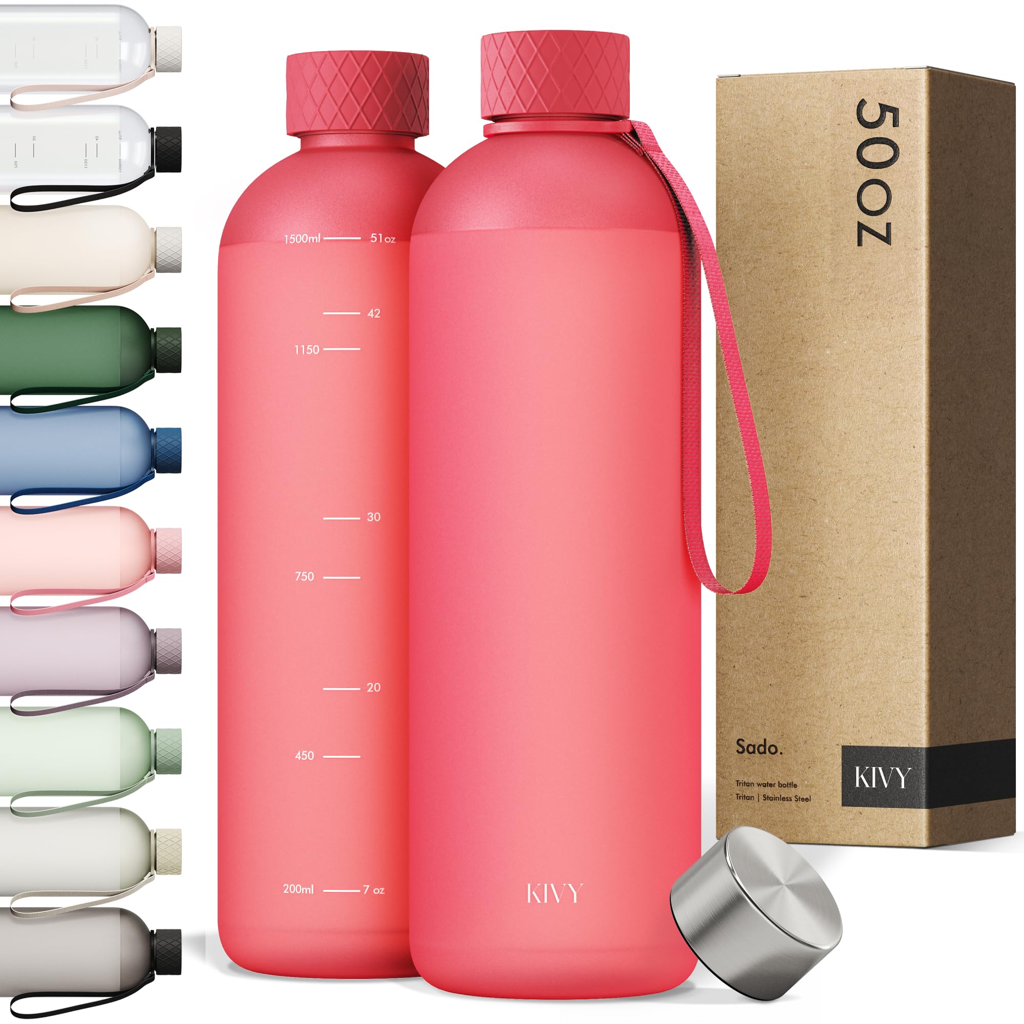 KIVY Drinking Bottle 1.5 Litres, Suitable for Carbonated Drinks, Leak-Proof, for Sports, School and Office, Sports Water Bottle, Gym, Water Bottle, 1.5 Litre Carbonated Water Bottle, Dishwasher Safe โ image 1