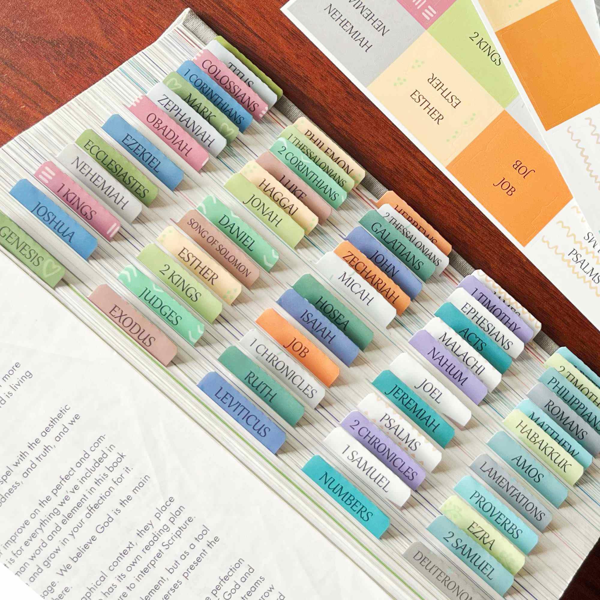 thinkor Laminated Bible Tabs, Reposition Uniform Style Large Text Stickers, Easy to Read and Apply Bible Tabs for Women and Man