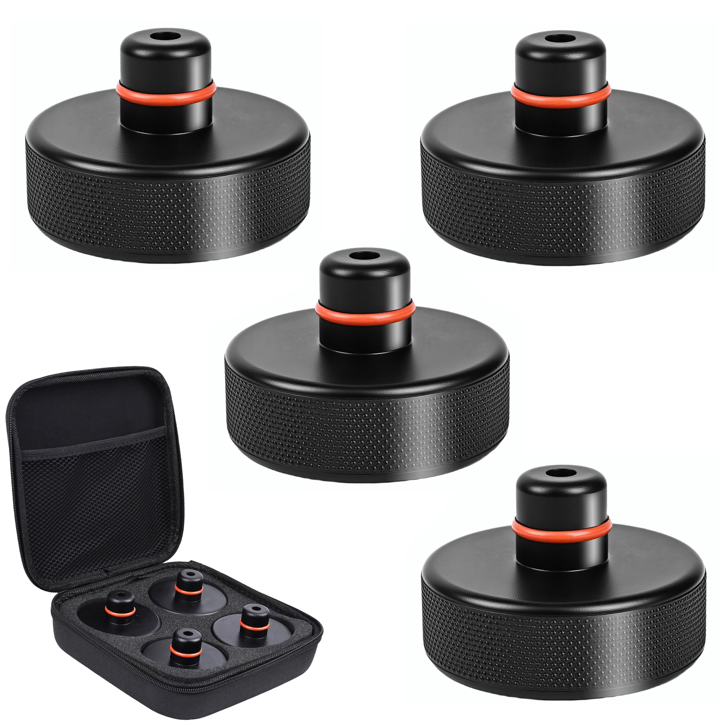 4 Piezas Almohadilla elevación para Tesla Model 3/Y/S/X, Universal Jack Pad de Goma para Gato de Ruedas, con Estuche de Almacenamiento, protección de Accesorios para vehículos