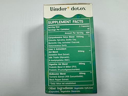 Miniatura 7 de Carpeta de desintoxicación 15 en 1, carbón activado, arcilla de zeolita y bentonita, clorella, suplemento desintoxicante de 1500 mg de máxima