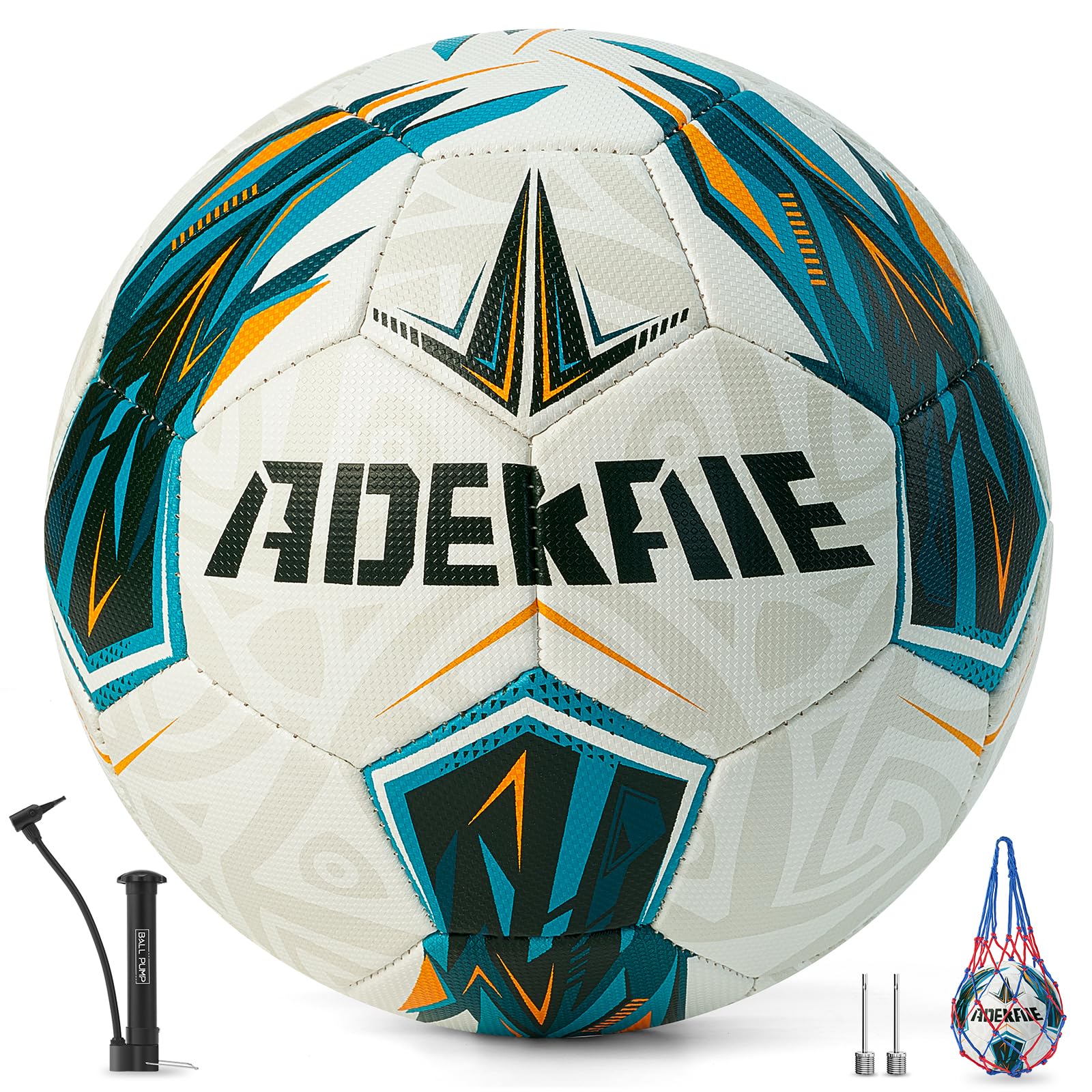 Soccer Ball Size 5 for All Age Recreational or Professional Outdoor Practice, PU Official Size&Weight, Size 5 Soccer Ball for Boys Youth Adults College Team, Ideal Gifts with Pump and Carry Net
