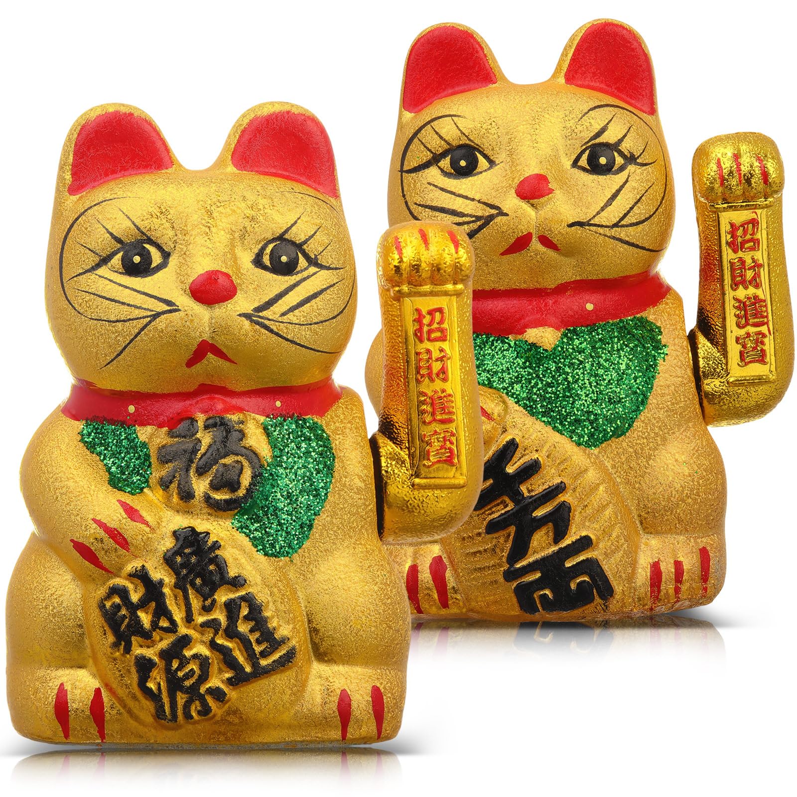 Chat chinois porte-bonheur doré à bras agitant pour décoration bureau et maison