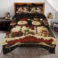 Vista 1 de Juego de Ropa de Cama Acolchada Navideña Personalizada – Manta Navideña de Santa, Muñeco de Nieve y Cascanueces con Personalización – Colcha Suave