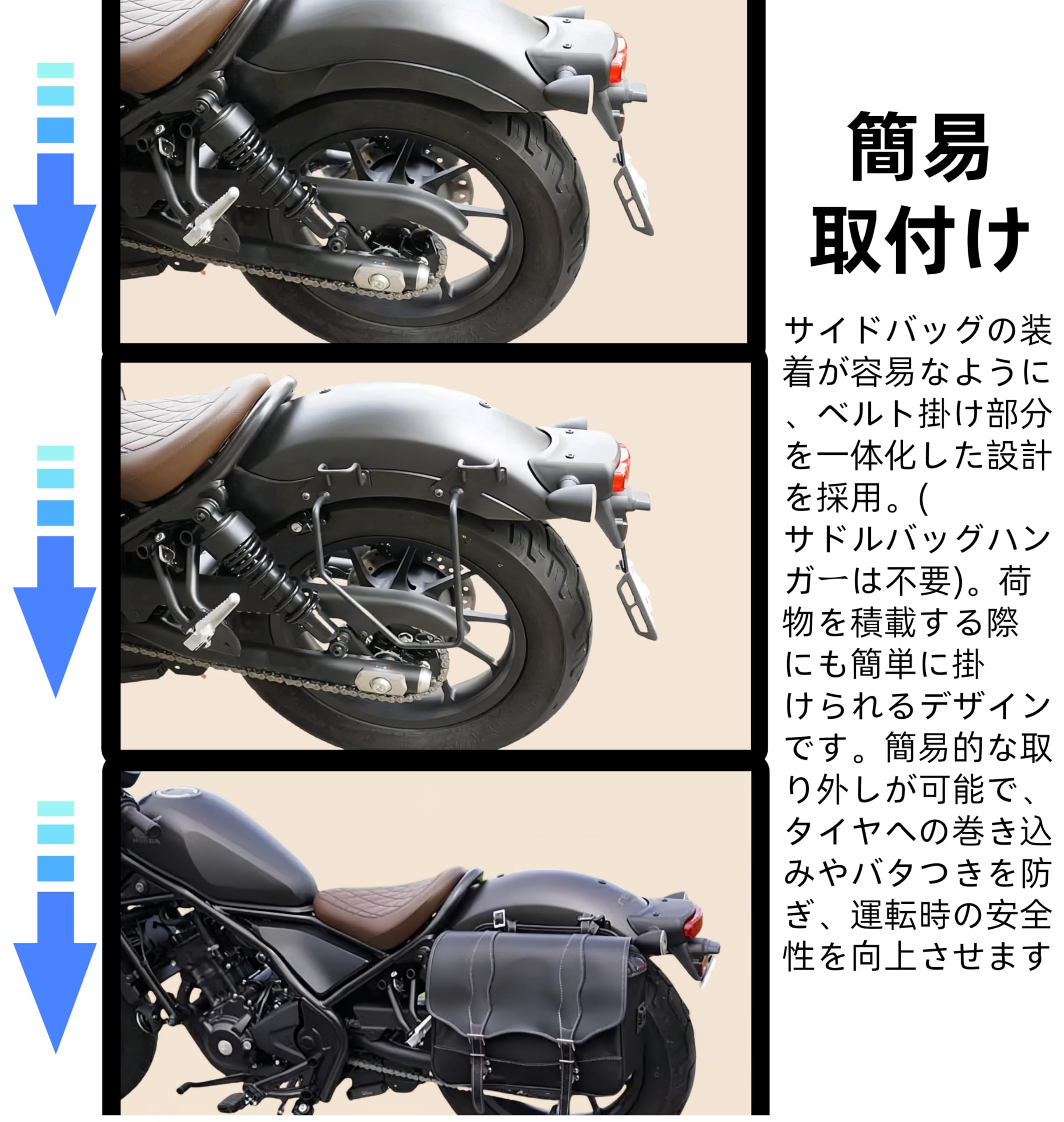 Amazon | レブル（Reble）250 500 適用サイドバッグサポート