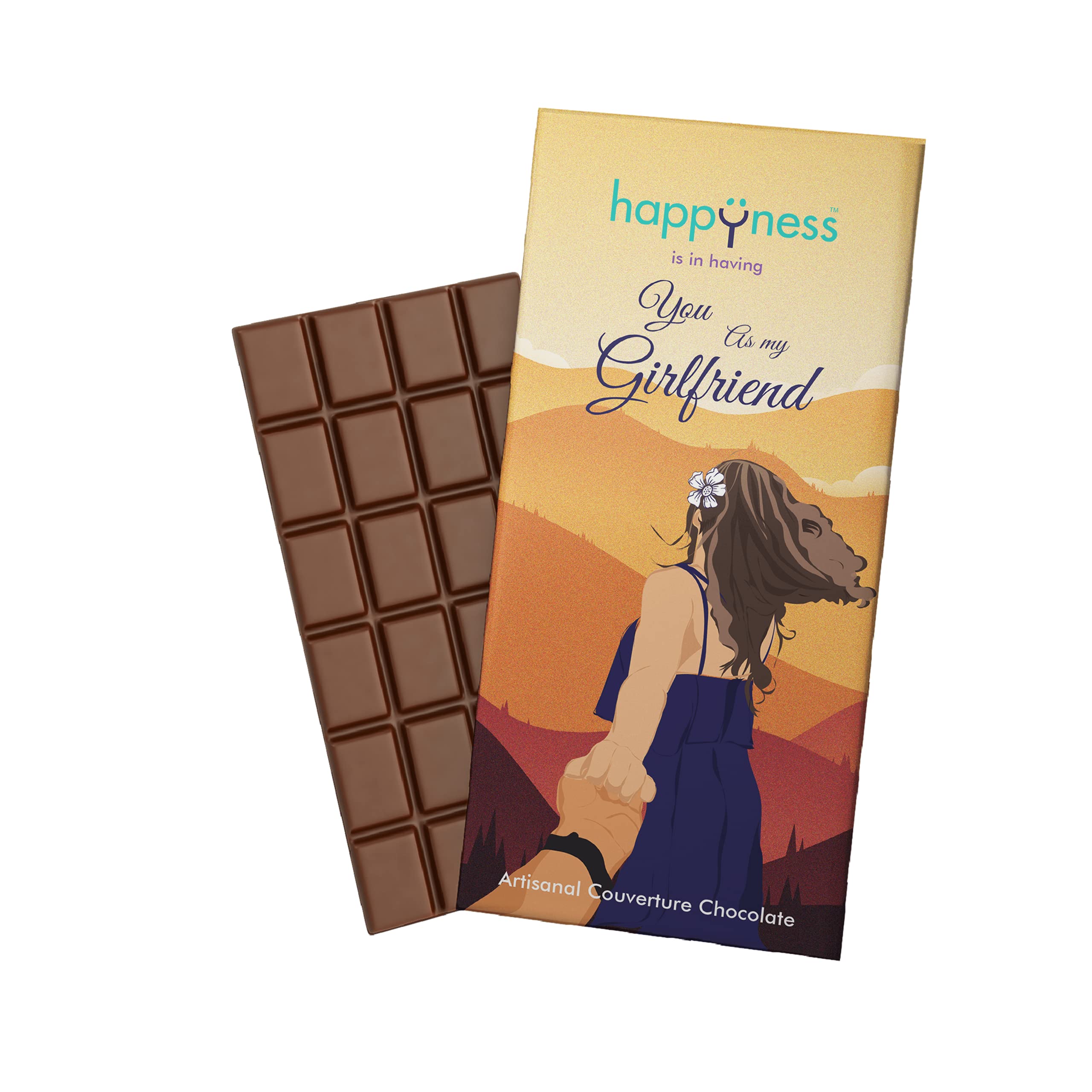 Happyness is in Having You As My Girlfriend Artisanal Chocolate - 100 g (Dark Chocolate 70%)