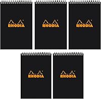 Vista 1 de Rhodia Bloc de notas forrado, 6 x 8 1/4 pulgadas, negro (165019C), paquete de 5