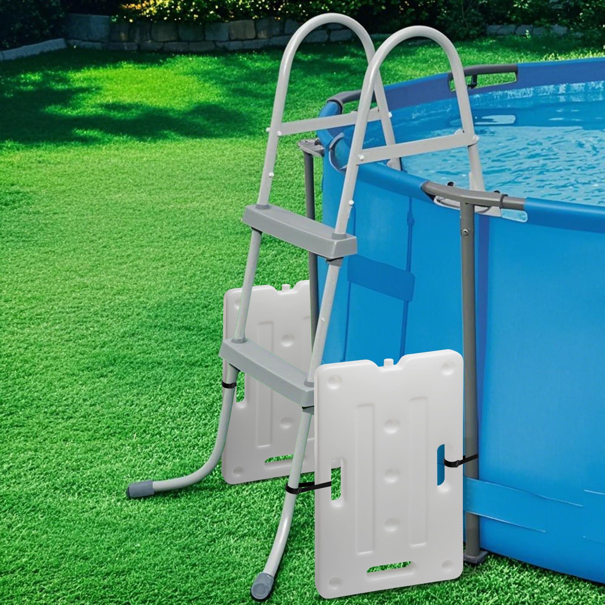 Lot de 2 échelles de piscine de 60 cm x 35 cm, poids de marche de piscine robuste, conteneur de poids d’escalier de piscine amovible pour remplissage facile d’eau et de sable en sous-sol