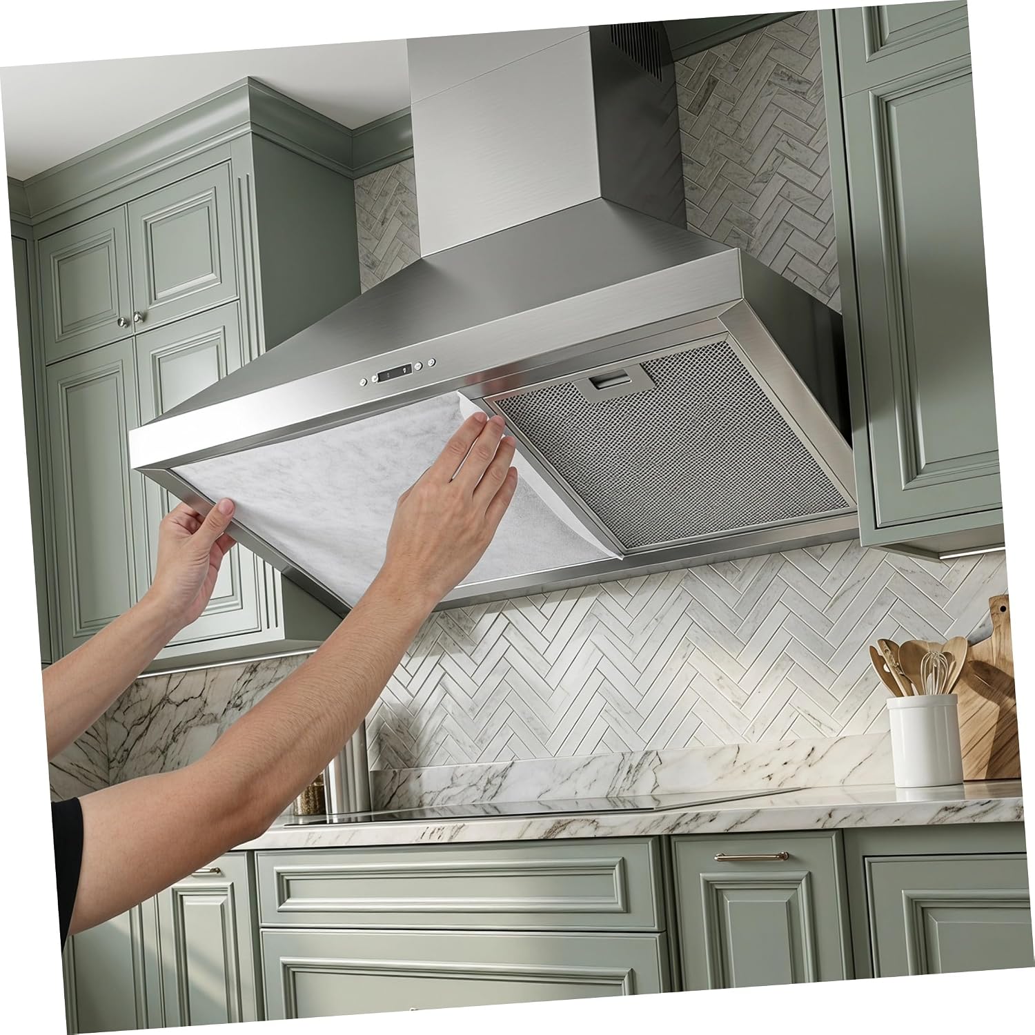 Range Hood Grease Filter Paper 2 Rolls Non Woven Kitchen