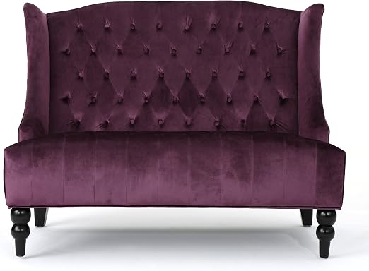 Leona raisin velvet tufted wingback loveseat