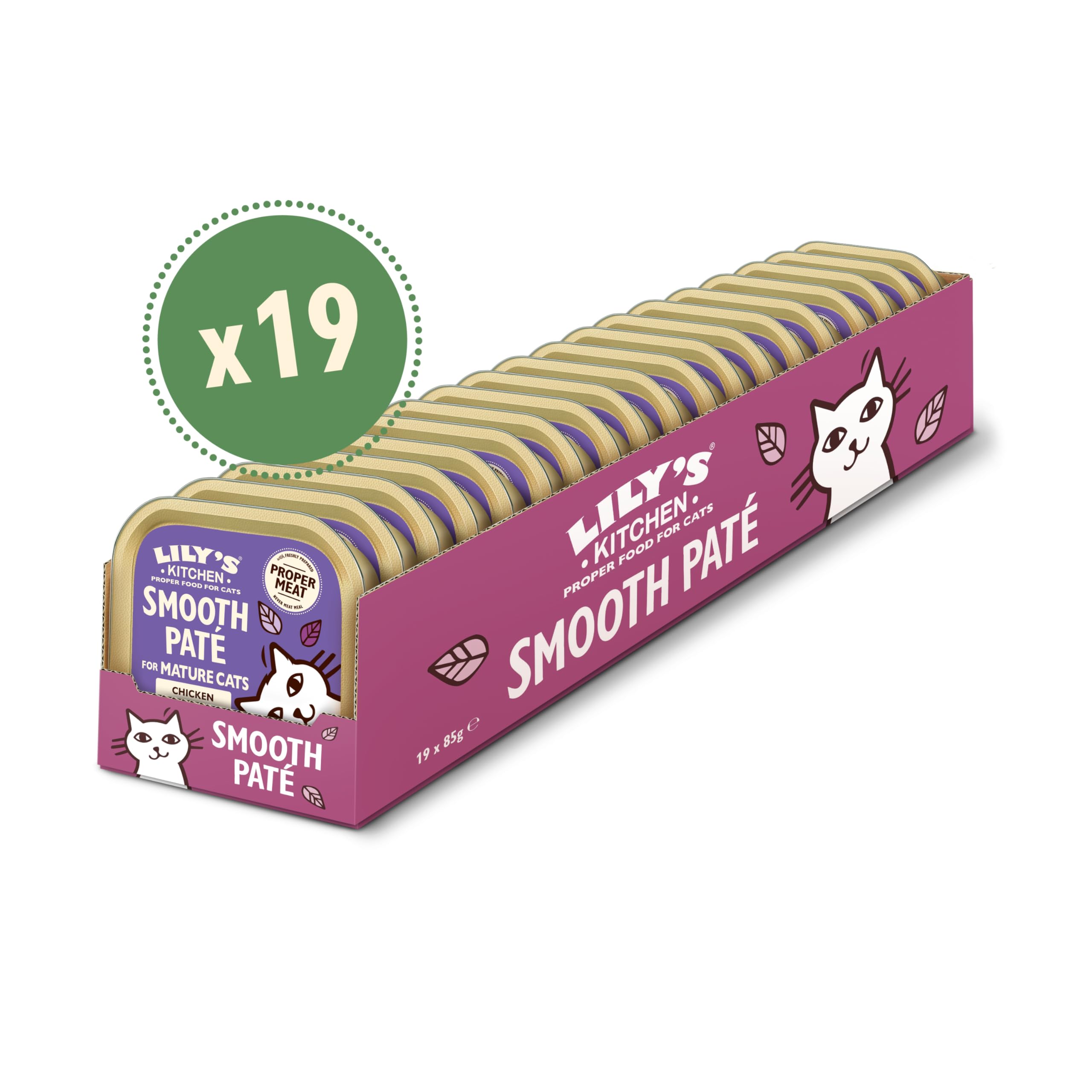 Lily's Kitchen Paté Morbido con Pollo per Gatti Senior – Cibo Umido Naturale, Senza Cereali, Ricco di Carne (19 x 85 g)