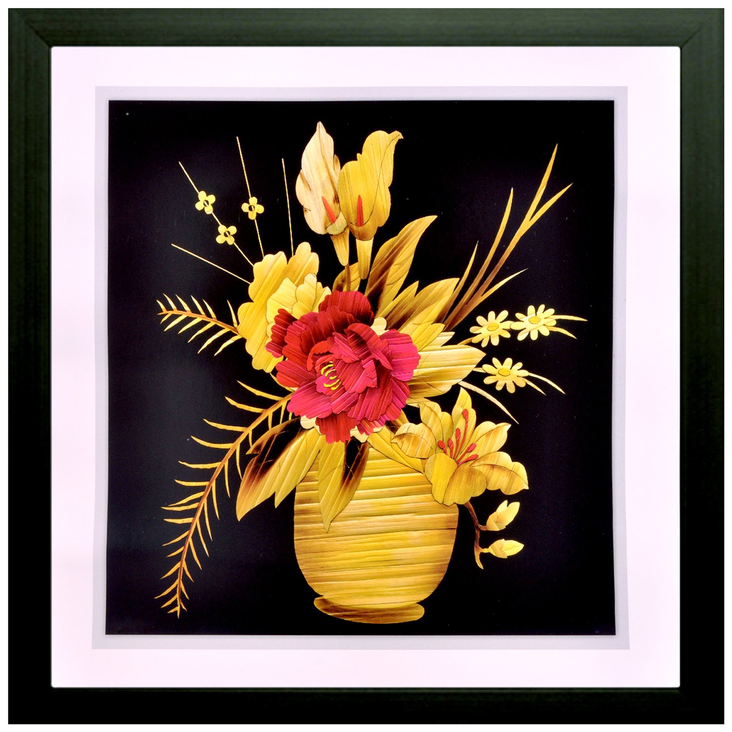 SAF 'Floral' Framed Painting (Wood, 30 cm x 3 cm x 30 cm, Special Effect UV Print Textured, SAO180)