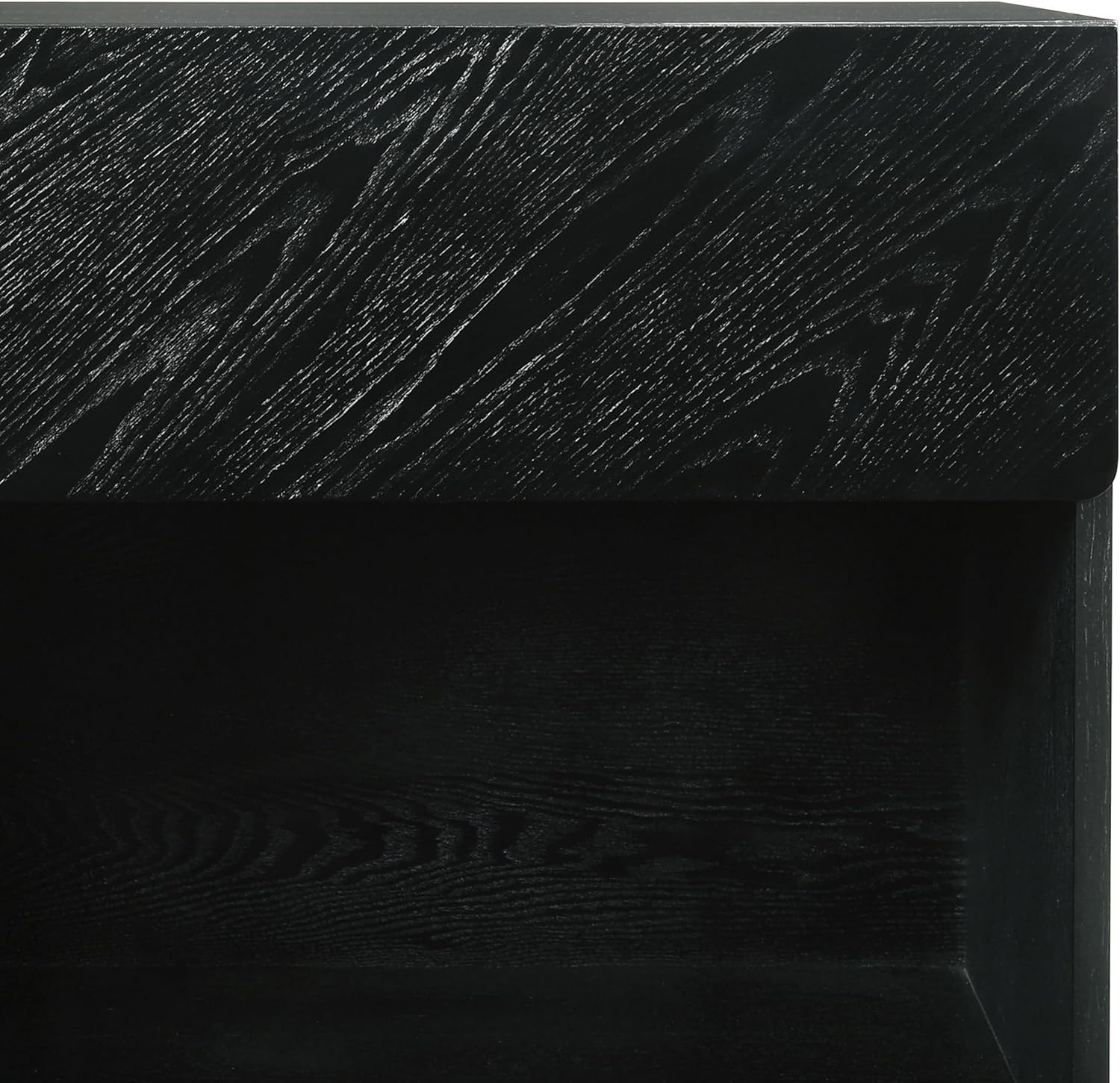 Armen Living Petra Modern 1 Drawer Wood Nightstand with Shelf, Black