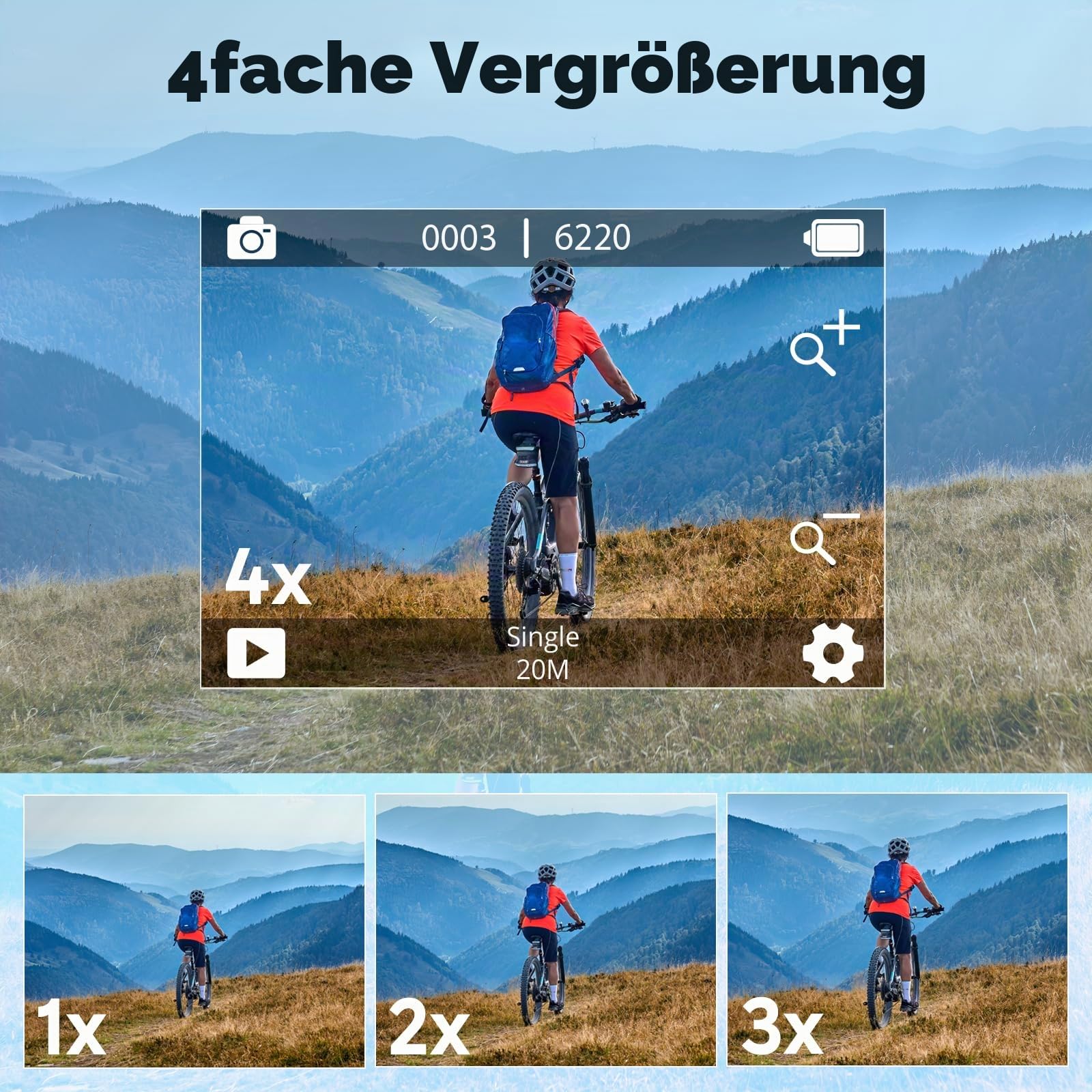 AKASO Action Cam 4K30FPS Unterwasserkamera WiFi 40M EIS Anti-Shake Action Kamera 4X Zoom mit Touchscreen, Fernbedienung, Sportkamera Wasserdicht Gehäuse,Helmzubehör-Kit V50X