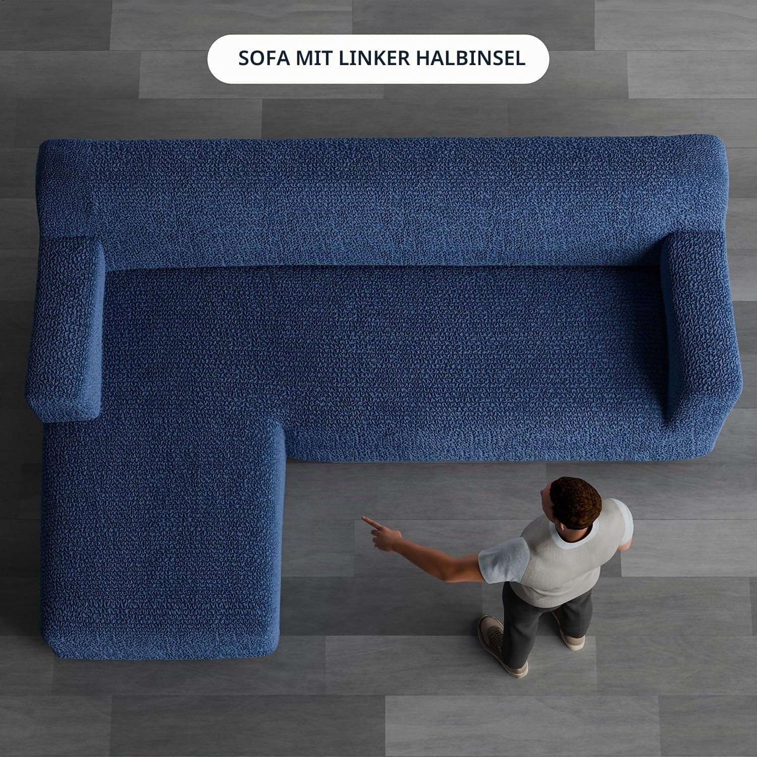 PAULATO - Bezug für Sofas mit linker Halbinsel (gesehen von vorne), Bezug für Ecksofa aus Mikrofaser, Kratzfest, maschinenwaschbar, Made in Italy, Braun