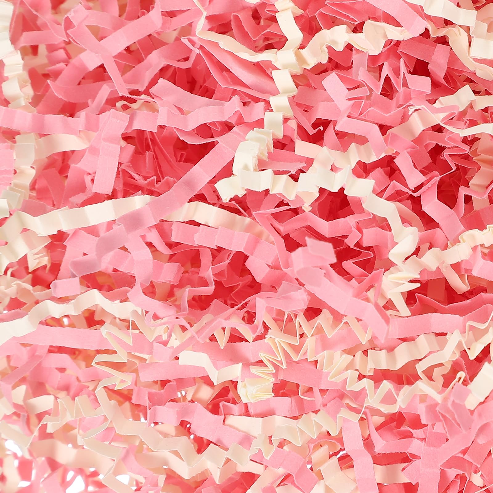 PATIKIL 3.5 oz Crinkle Cut Paper, Shred Packing Grass Cushion Paper Streamer for Wedding Birthday Engagement Christmas Craft Gift Boxes Bags Basket Filler, Light Orange/Pink
