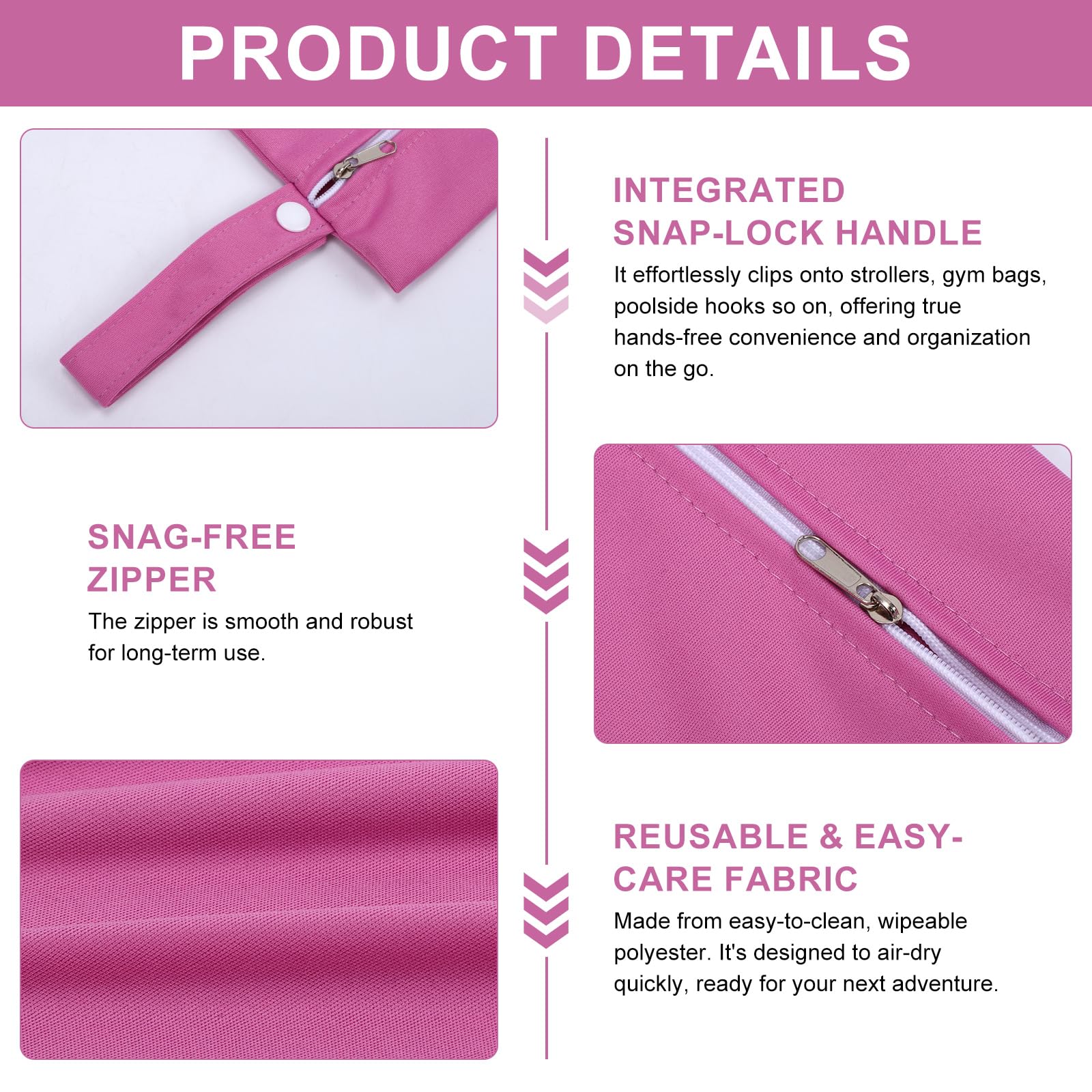 ADUDVLO 2-Pack Waterproof Wet Bags for Swimming, Grey+pink - Image 2
