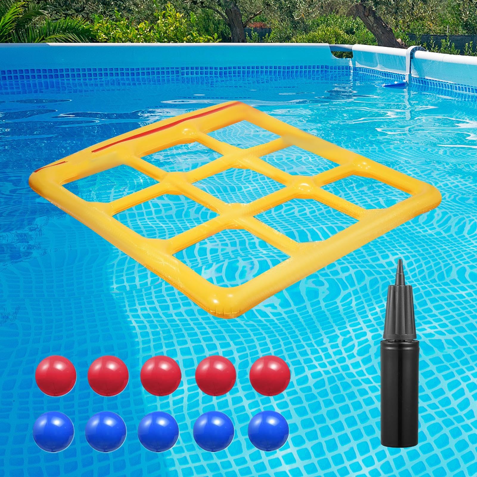 Jeu De Piscine Gonflable Morpion avec 10 Balles pour 2-10 Joueurs Adultes Enfants