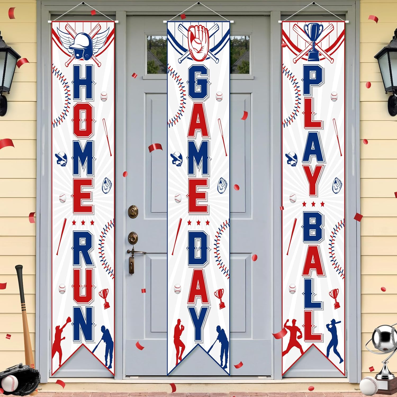 3PCS Soccer Porch Sign Banners,Soccer Sports Party Decorations Welcome Hanging Soccer Door Banner for Wall Yard Birthday Game Time Day Festival Party Supplies Decor School Home Indoor Outdoor