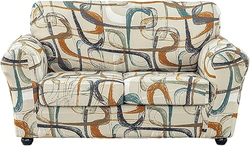 Miniatura 55 de KRFOONN Funda de sofá de 4 piezas con estampado para sofás de 3 cojines, funda elástica con 3 fundas de cojín separadas, protector de muebles Color