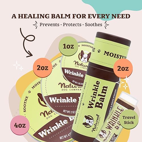 Miniatura 7 de Natural Dog Company Bálsamo antiarrugas, lata de 1 onza, loción para perros para piel seca con picazón, limpia arrugas, tratamiento de infección por