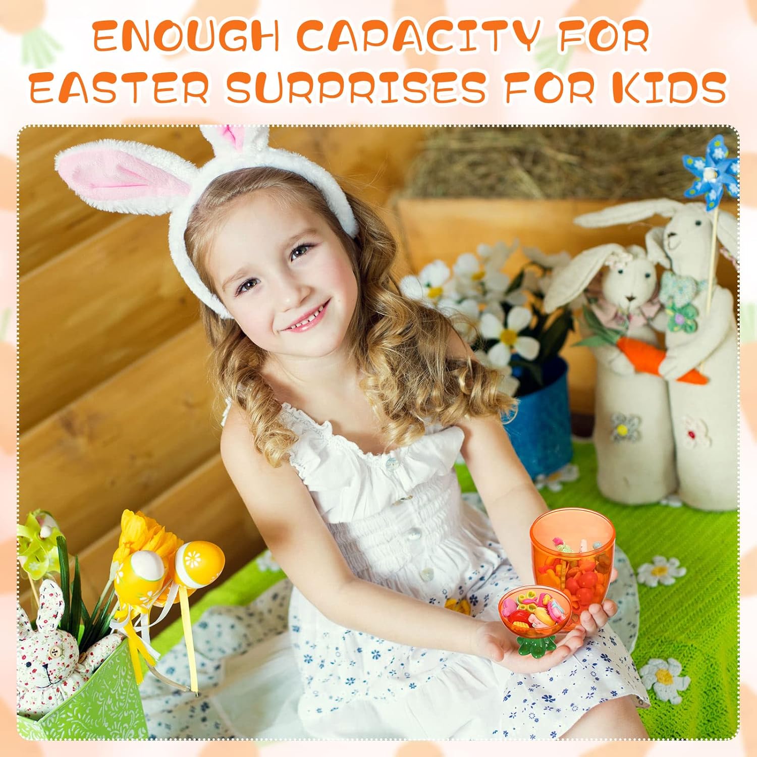 24 Pcs Easter Carrots Containers Orange Plastic Carrot Shaped Easter Eggs Carrot Fillable Treat Containers for Easter Hunt Party Favors Basket Fillers, 4 x 2 x 2 inches