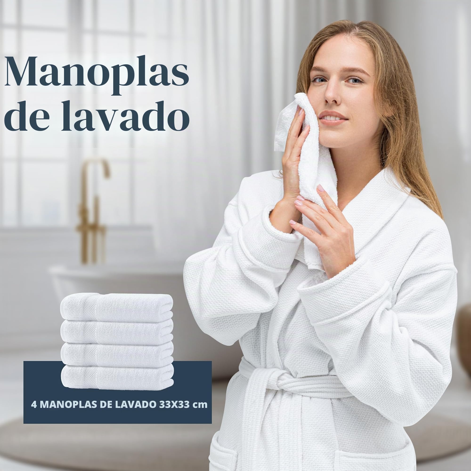 Juego de toallas blanco de baño de lujo, algodón peinado, absorbentes, 8 unidades, 2 toallas de baño, 2 toallas de mano, 4 paños, paquete de 8 unidades, 4 paños, paquete de 8 unidades, blanco
