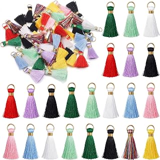 50 Pcs Mini Tassel Charms, Mixed Color Mini Tassels for Crafts | Small Tassels for Jewelry Making Earring Keychain Pendants Bracelets Bag Charms Handmade DIY Supplies