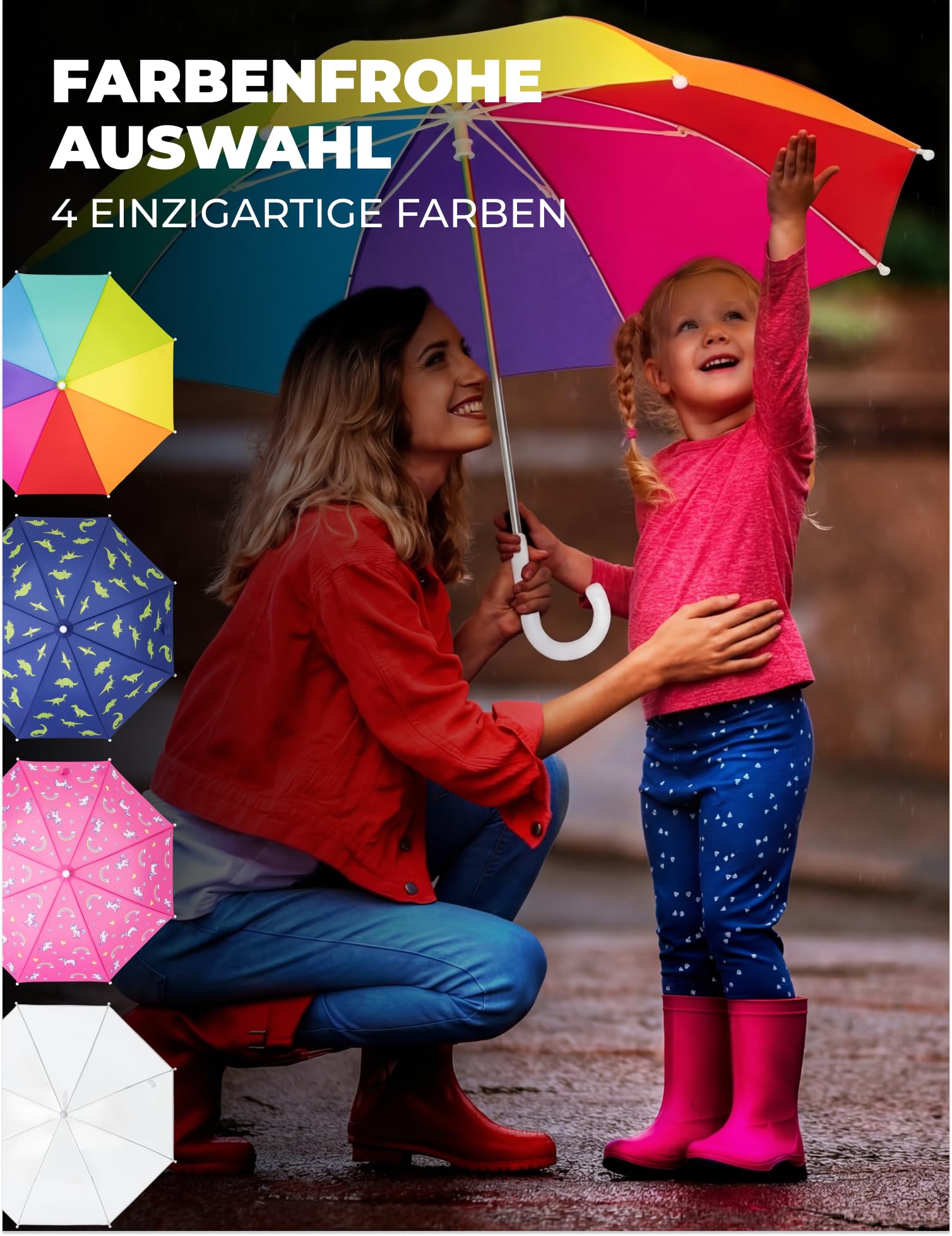 STYNGARD Regenschirm Kinder - Stockschirm Kinder Regenschirm - Kinder Regenschirm Mädchen & Junge - Kinderschirm Modell BERLIN