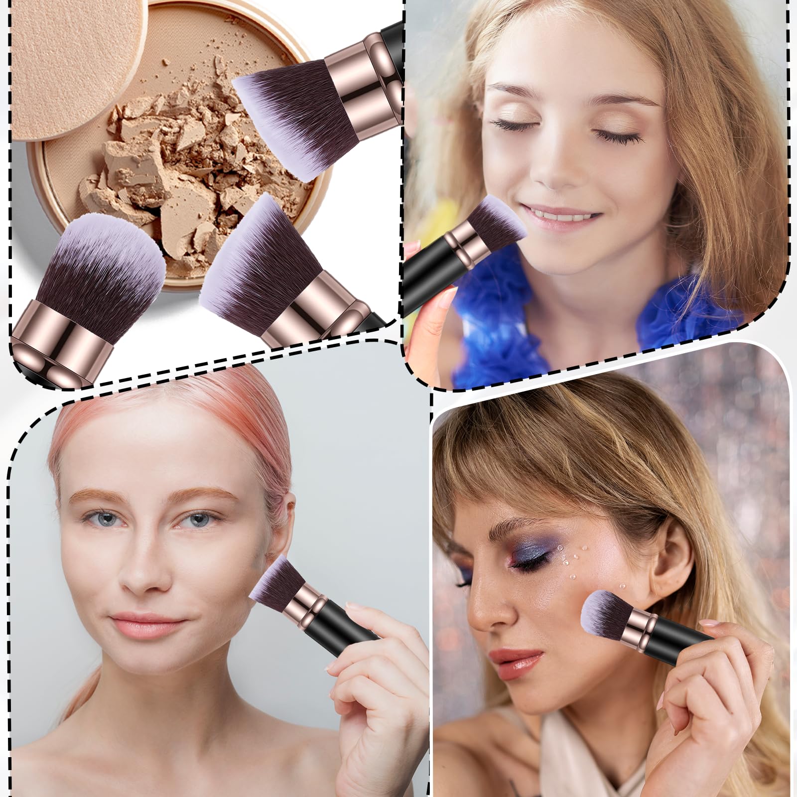 Wysuwany pędzel do makijażu, podróżny pędzel do podkładu Kabuki, przenośny, do pudru, różu, do mieszania, płynnego różu, bronzera, polerowania, kosmetyków przeciwsłonecznych (czarno-złoty)