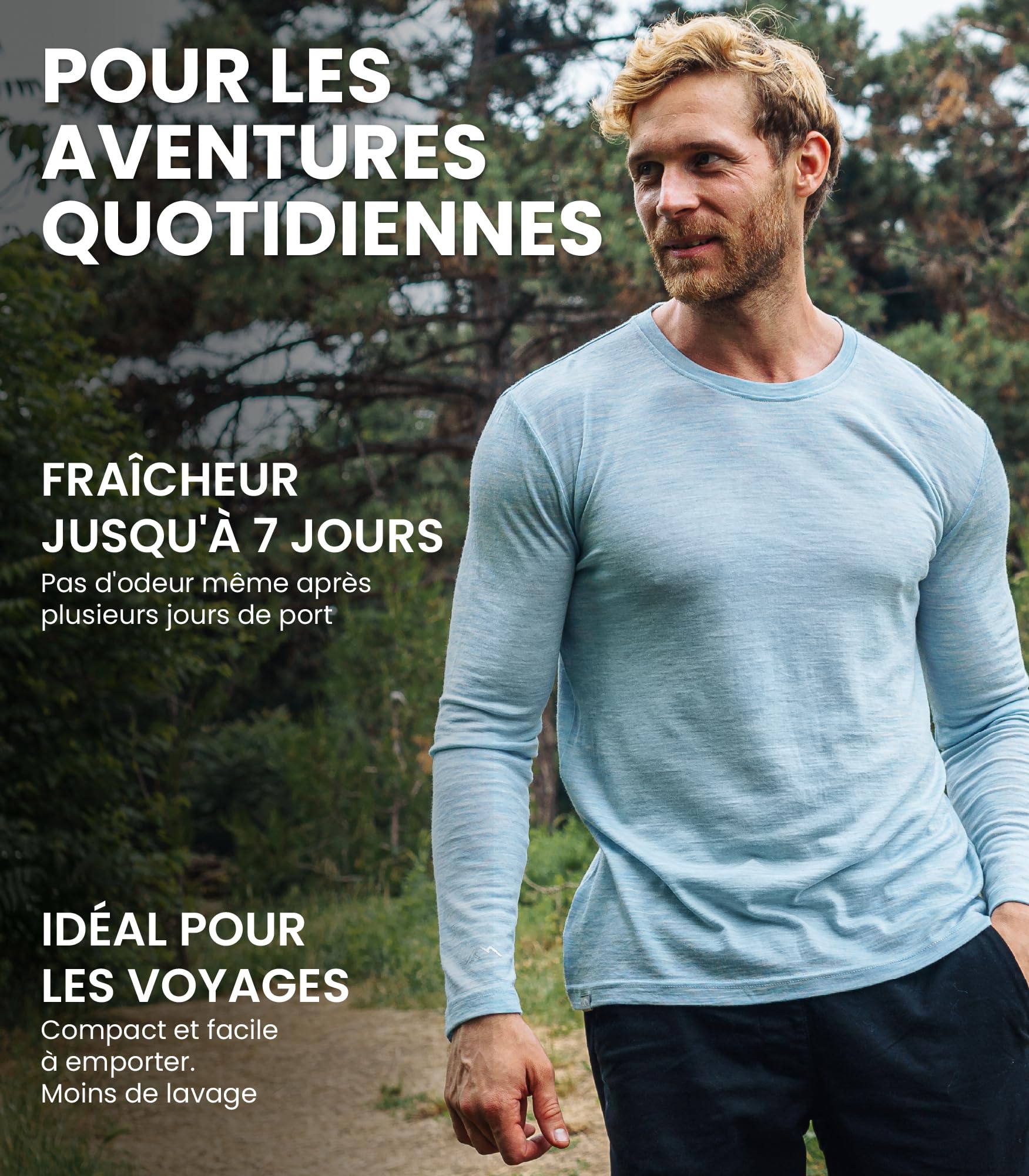 Merino.tech Chemise Homme Manches Longues 100% Merinos - sous Vetement Merinos Homme Lourd, Moyen, Léger avec Chaussettes - 5