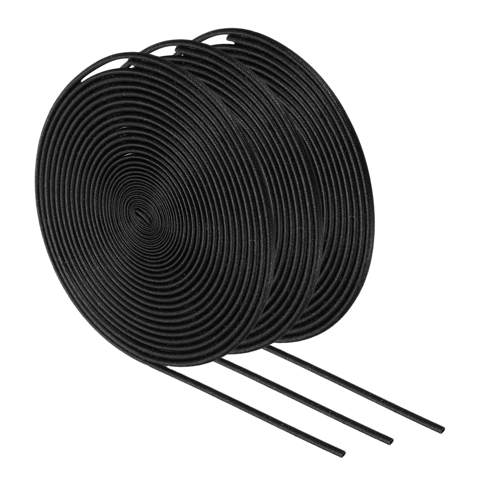 sourcing map 3Pcs Wire Insulation Braid Fire Sleeve,16.4Ft-2mm ID Black, High Temp Silicone Coated Fiberglass Sleeving for Automotive Hose Lines Electrical Wiring