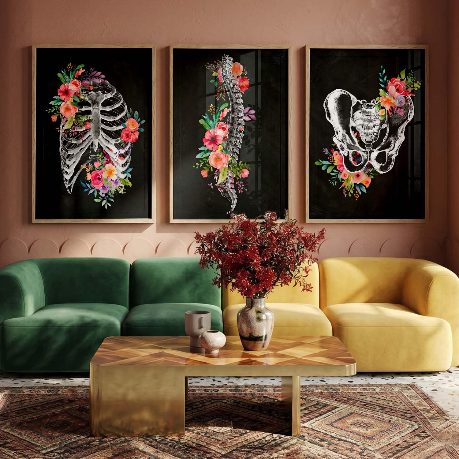 Floral Chiropractic Wall Art Posters - Set of 3 -6 Floral Chiropractic Wall Art Posters - Set of 3 -6