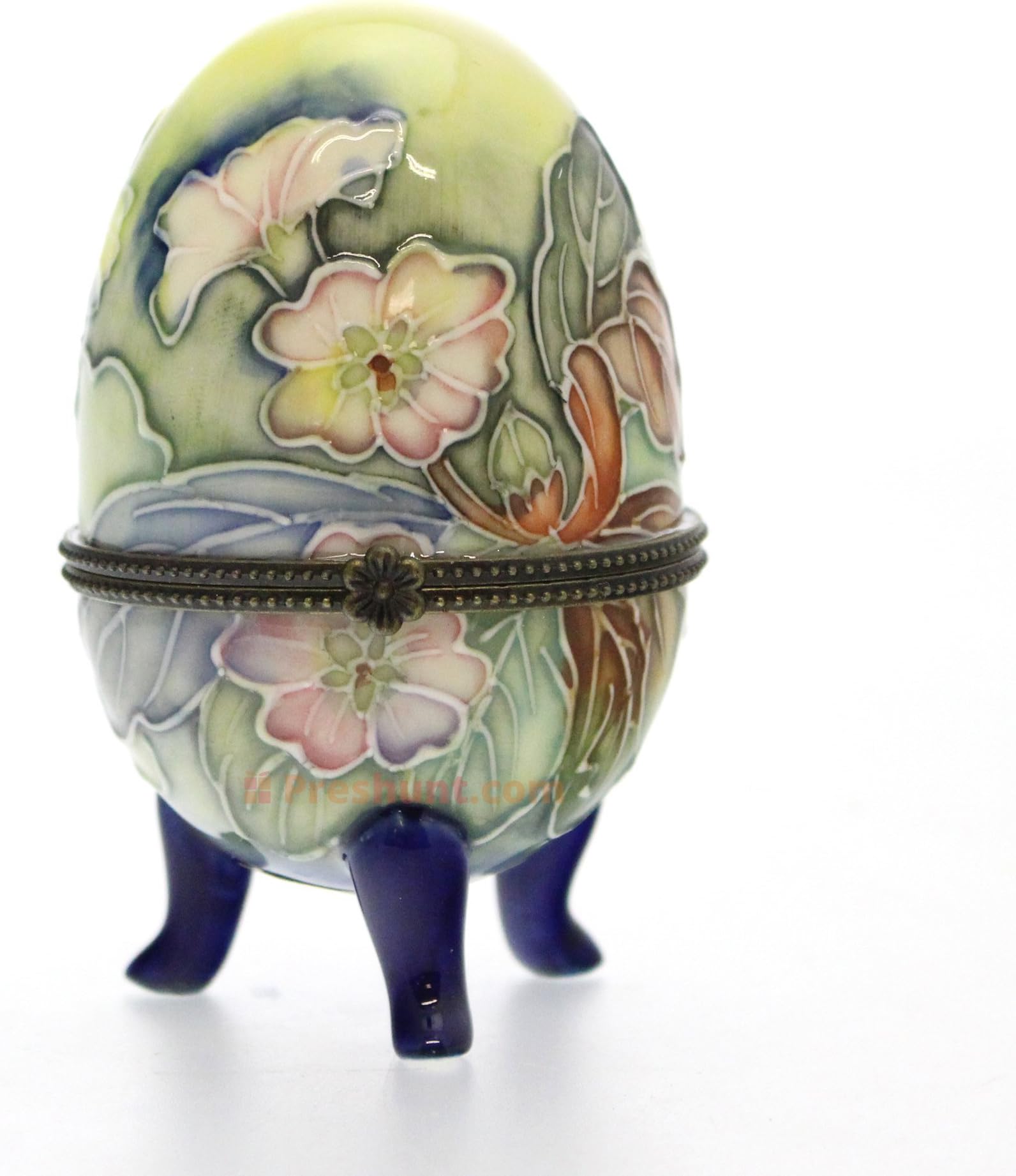 Pansy Design, standing egg shaped hinged trinket box