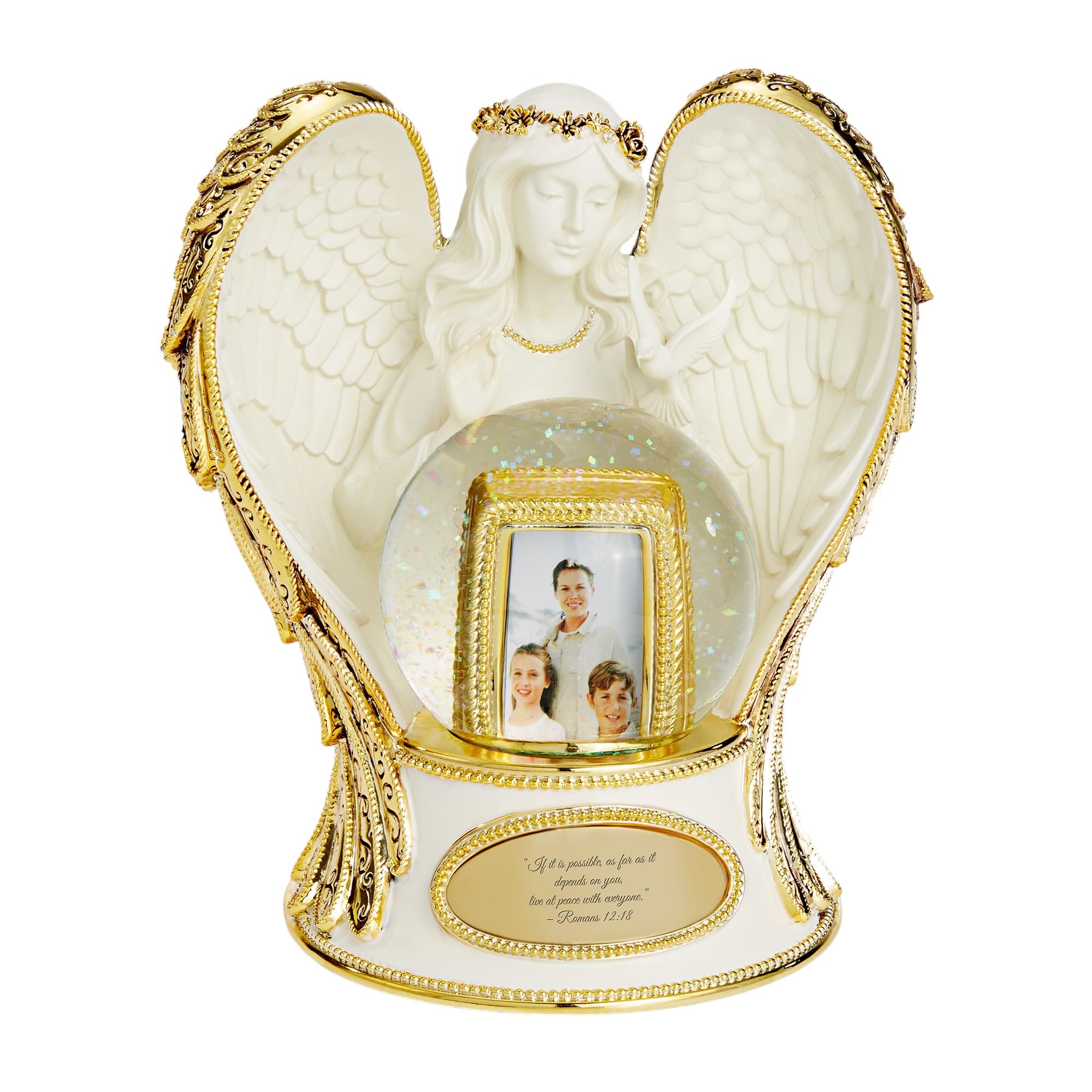 THINGS REMEMBERED Personalized Gold Guardian Angel Musical Snow Globe (Free Customization), Plays Pachelbel's Canon Music