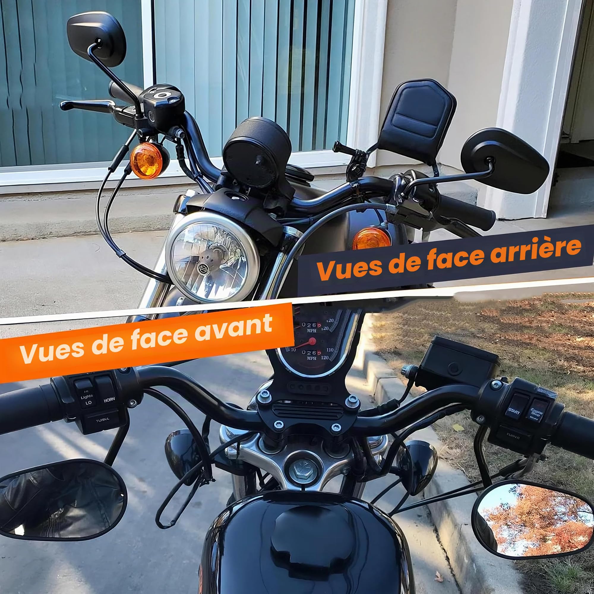 Rétroviseur moto, Universels M10 M8 rétroviseurs latéraux Compatibles avec paquet de vis pour scooter Street Bike Cruiser Chopper Bobber ATV