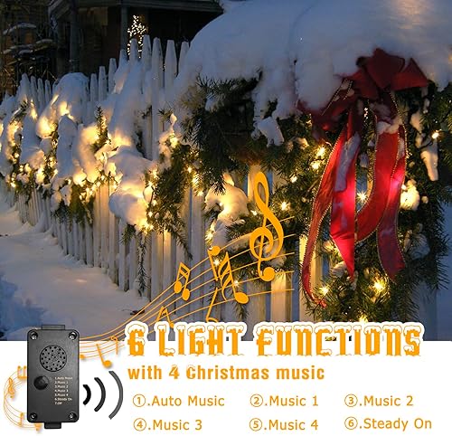 Miniatura 3 de PEIDUO Christmas Lights with Music, Infrared Motion Sensor Controller with 6 Modes, Waterproof for Xmas Outdoor Garden Party Decor, Plug in, Warm