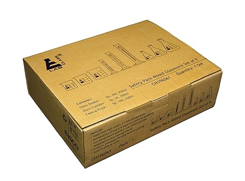Miniatura 8 de EISCO Juego de cristalería de laboratorio, 9 piezas, incluye juego de vasos (3 piezas), juego de frasco Erlenmeyer (3 piezas), juego de cilindros